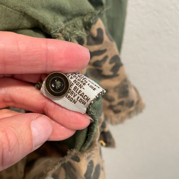 Vintage Havana Army Jacket Shacket with Leopard Detail Size S - Picture 6 of 7